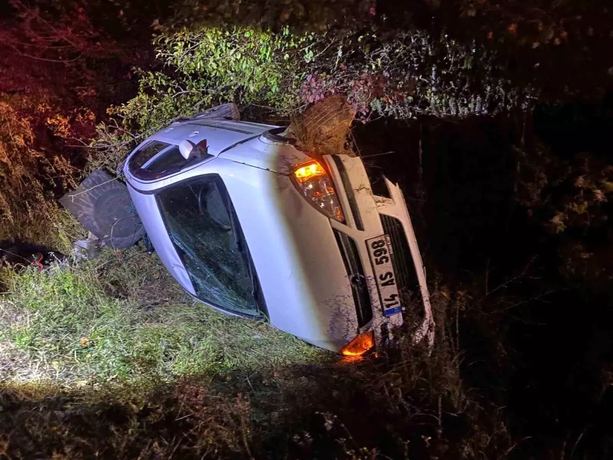 Bolu'da Kontrolden Çıkan Araç Takla Attı, Sürücü Yaralandı
