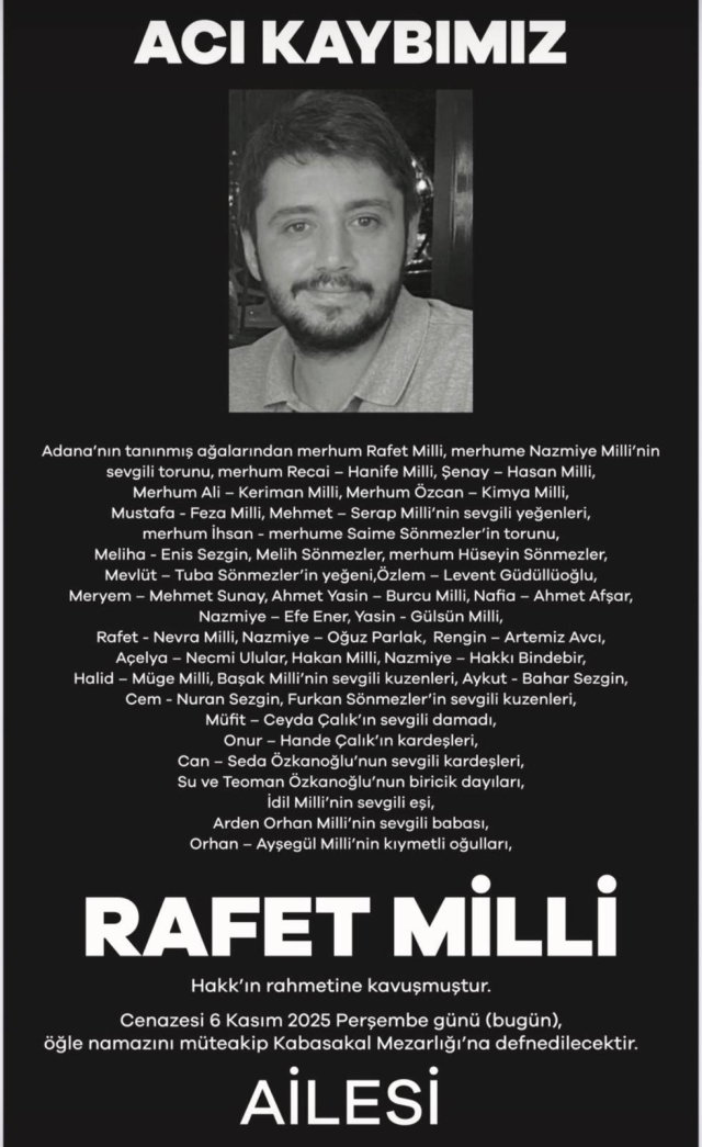 Rafet Milli ailesinin acı günü