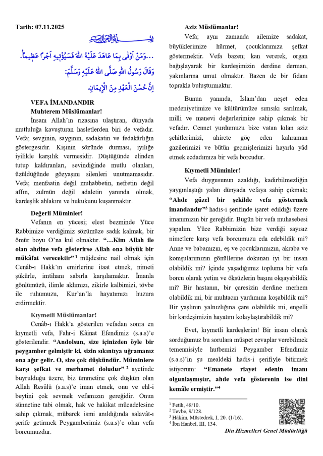 6 Kasım Cuma Hutbesi yayınlandı mı? 6 Kasım Cuma Hutbesi tam metni! 6 Kasım Cuma Hutbesi yayınlandı mı? 6 Kasım Cuma Hutbesi tam metni!