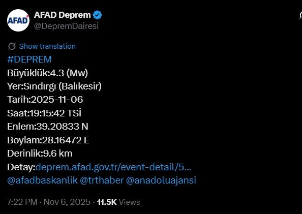 Az önce deprem mi oldu, şimdi deprem nerede oldu, şiddeti kaç, merkezi neresi, kaç saniye sürdü?