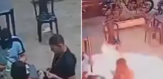 Kibriti yere attı, ortalık cehenneme döndü! Dehşet anları kamerada