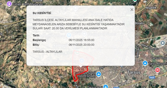 Mersin su kesintisi! 6 Kasım 2025 bugün Mersin'de sular ne zaman gelecek?