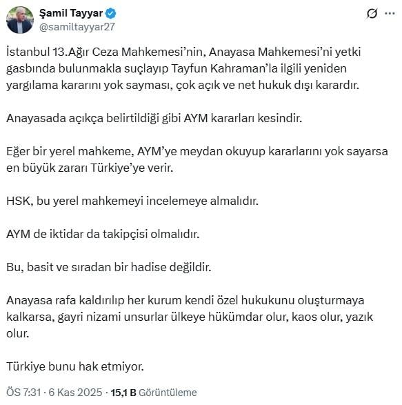 samil tayyar verilen karara ates puskurdu bu 19226747 2005 m