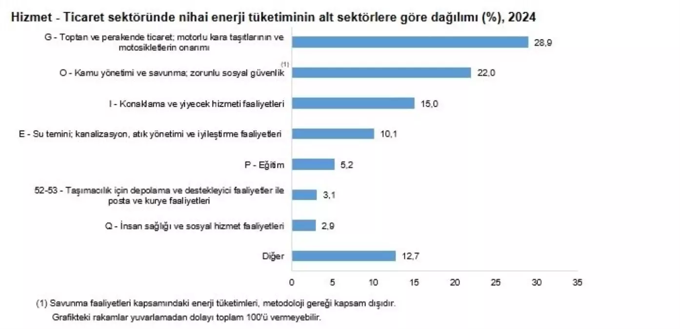 TÜİK, 2024 Yılı Hizmet-Ticaret Sektörünün Enerji Tüketimini Açıkladı