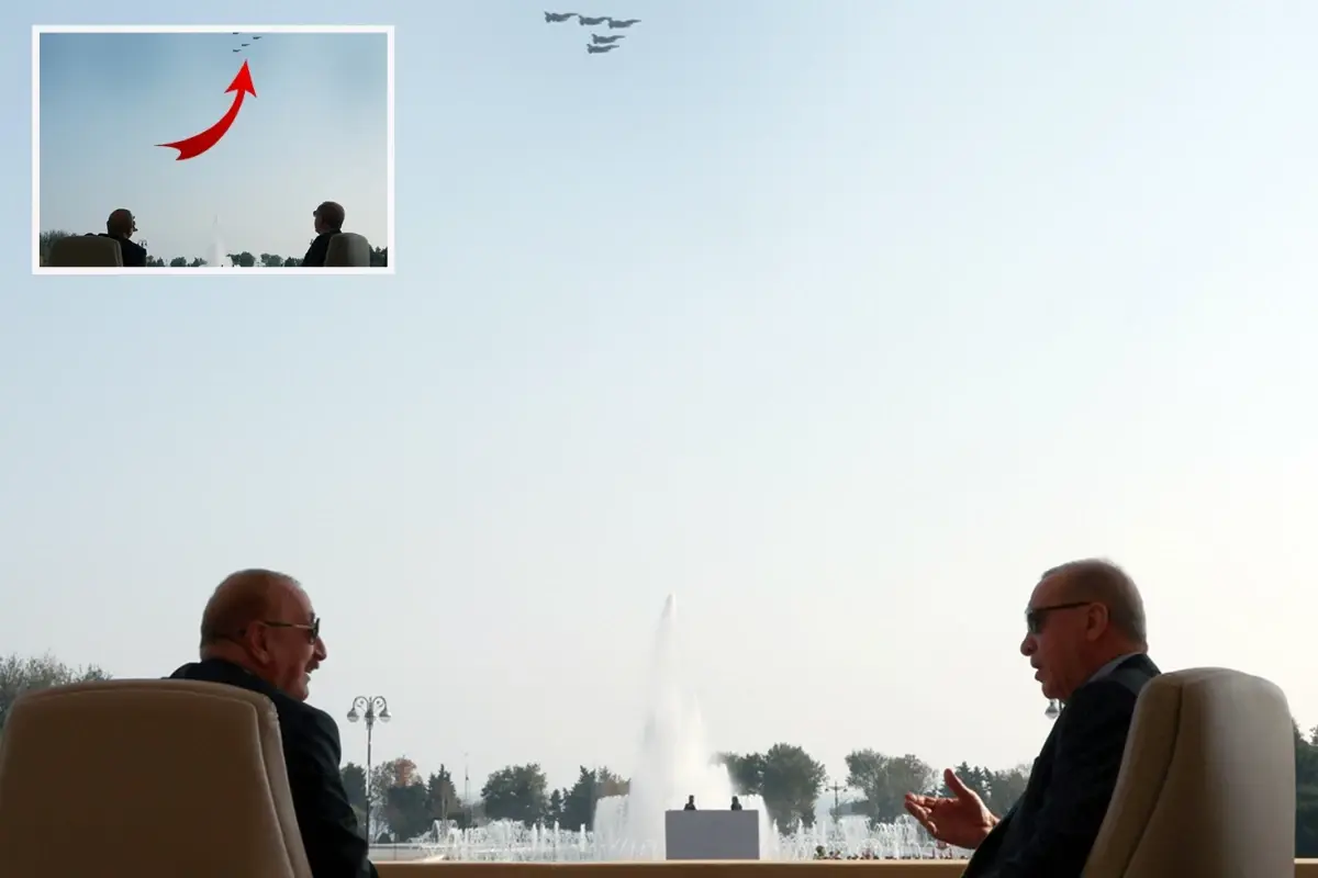Karabağ Zaferi'nin yıl dönümünde tarihi görüntüler! Erdoğan ve Aliyev'i Türk F-16'larını böyle izledi