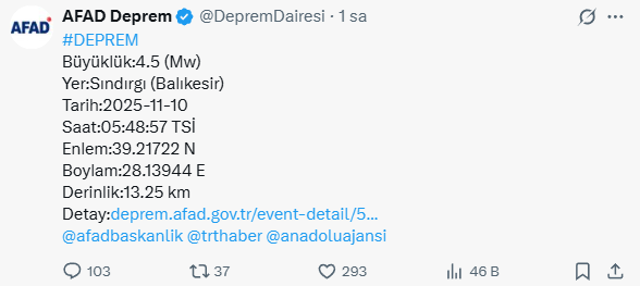 balikesir sindirgi da 4 5 buyuklugunde bir deprem 19236861 2881 m