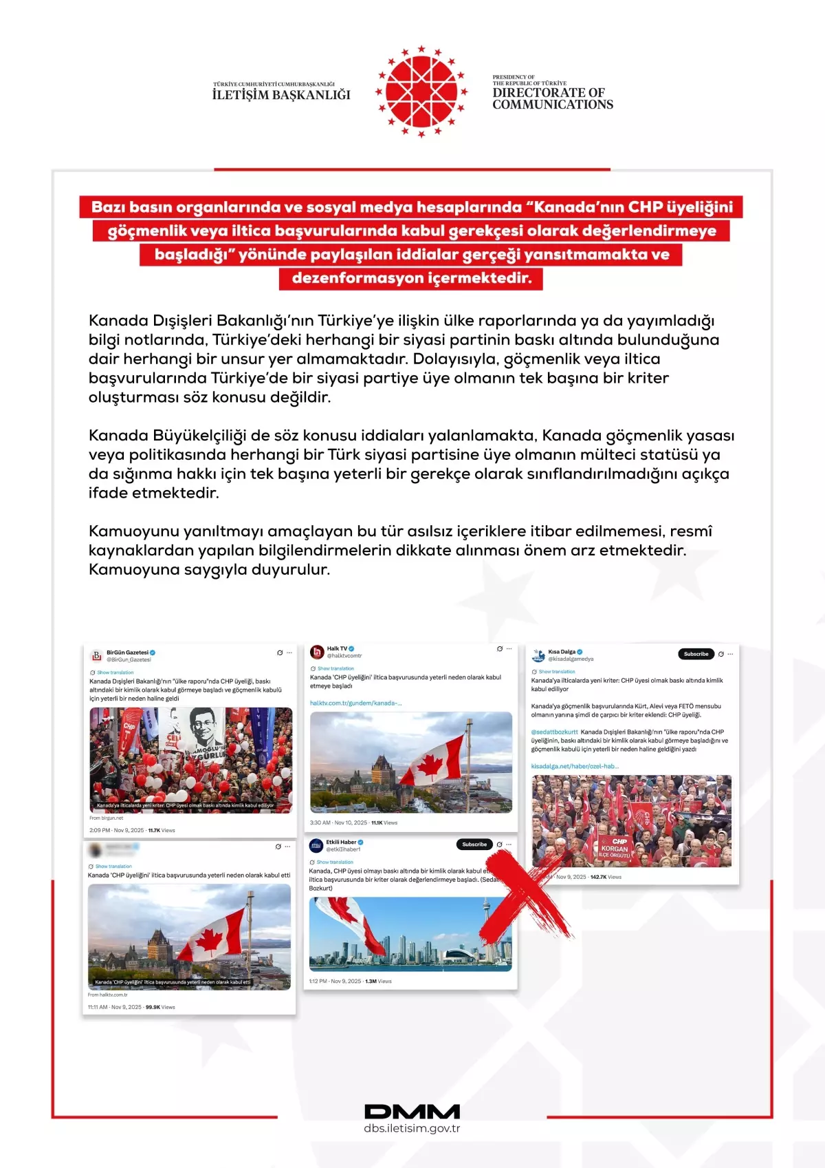 Kanada'dan CHP Üyeliği ile İlgili Dezenformasyon Açıklaması