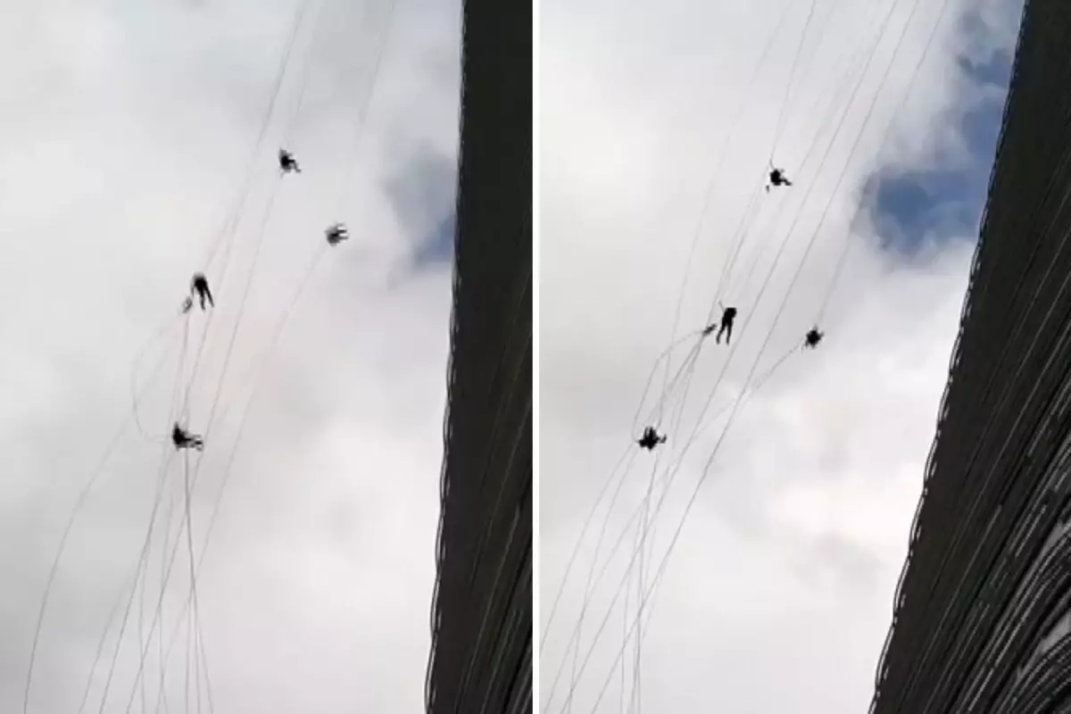 Yürekleri ağza getiren görüntü! Ekmek parası için çıktıkları metrelerce yükseklikte böyle savruldular