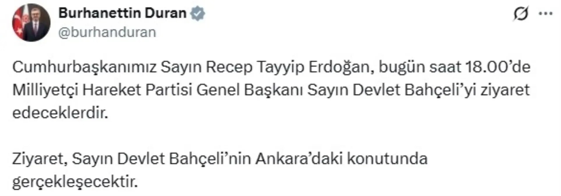 Cumhurbaşkanı Erdoğan, Bahçeli ile görüşecek