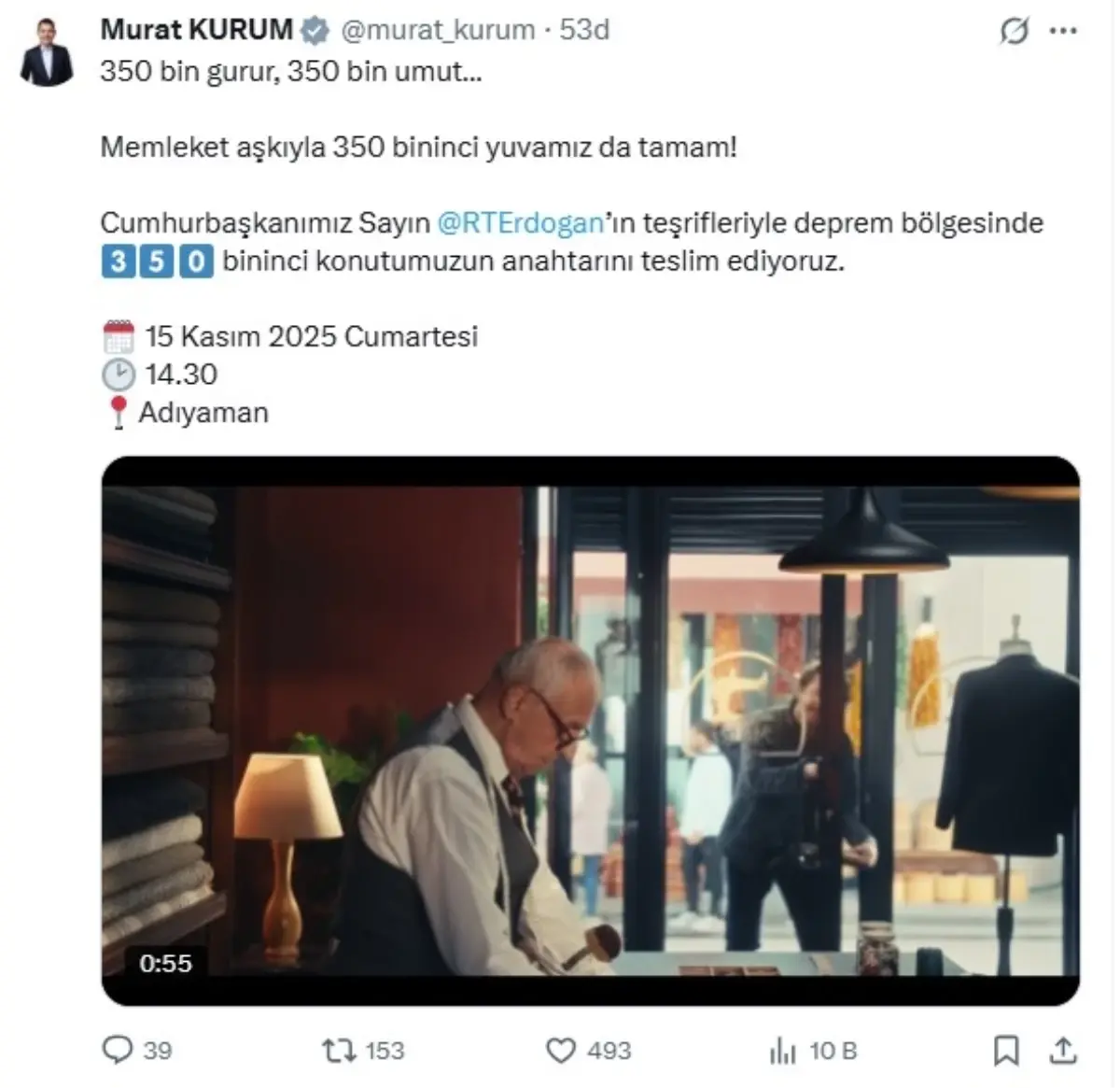 350 bininci afet konutu, Cumhurbaşkanı Erdoğan'ın katılımıyla teslim edilecek