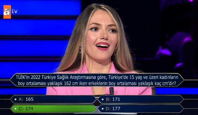 TÜİK'in 2022 Türkiye Sağlık Araştırmasına göre, Türkiye'de 15 yaş ve üzeri kadınların boy ortalaması yaklaşık 162 cm erkeklerin boy ortalaması kaçtır?