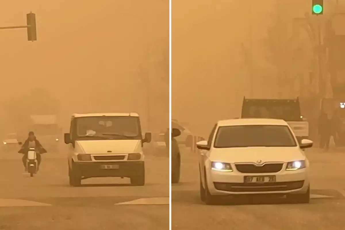 Şanlıurfa'da toz taşınımı! Şehir resmen kızıla boyandı