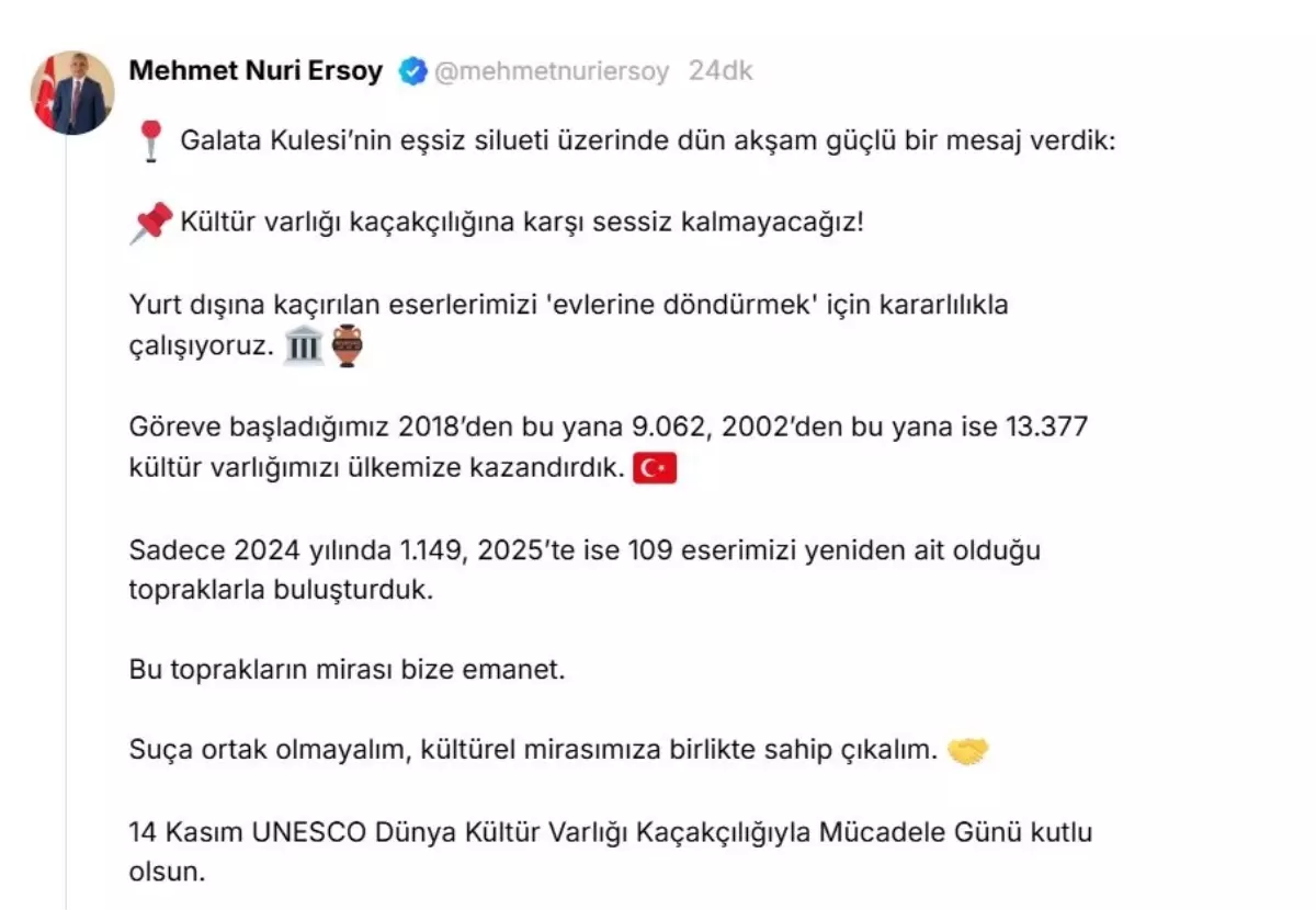 Galata Kulesi'nde Kültür Varlığı Kaçakçılığına Dikkat Çekildi