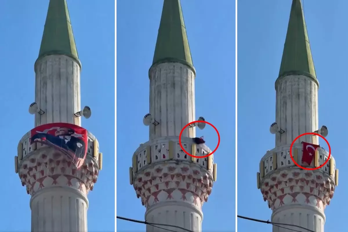 Kenti karıştıran bayrak provokasyonu! Görüntü elden ele dolaşıyor