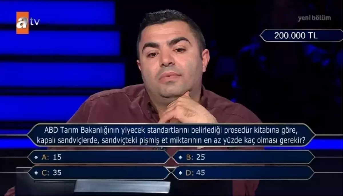 ABD Tarım Bakanlığının yiyecek standartlarını belirlediği prosedür kitabına göre kapalı sandviçlerde sandviçteki pişmiş et miktarının en az yüzde kaç?