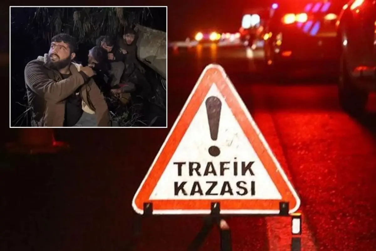 Dur ihtarına uymadı, kaza yaptı! Araçtan 9 göçmen çıktı