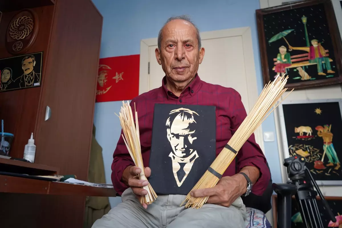Emekli Emniyet Müdürü Ömer Güneş, 65 Yıldır Çavdar Sapıyla Sanat Yapıyor