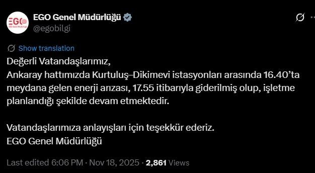 Ankaray kapalı mı açık mı? Ankaray çalışıyor mu? Ankaray kapalı mı açık mı? Ankaray çalışıyor mu?