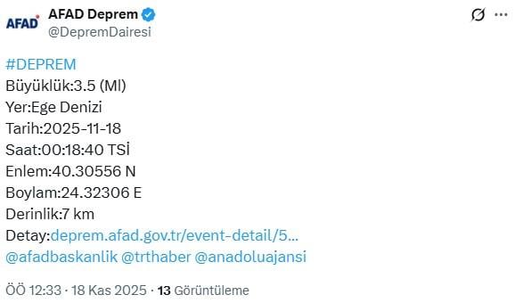 Earthquake of magnitude 4.8 in the Aegean