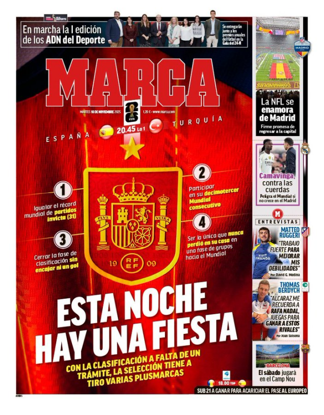 Headline causing a stir before the national match from the Spaniards
