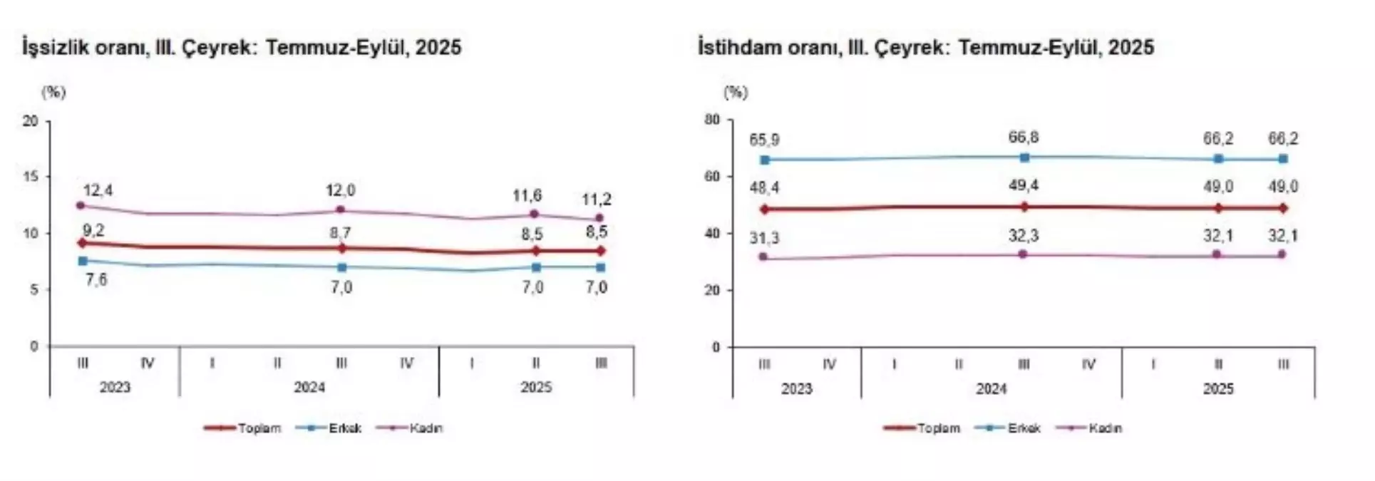 TÜİK: 2025 3. Çeyrekte İşsizlik Oranı Yüzde 8,5