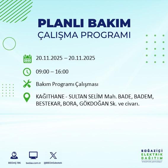 Yarın İstanbul hangi ilçelerde elektrik kesintisi olacak 20 Kasım BEDAŞ?