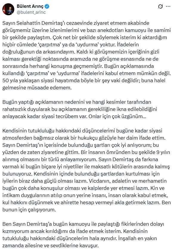 This time Bülent Arınç denied Demirtaş: There is no distortion or fabrication