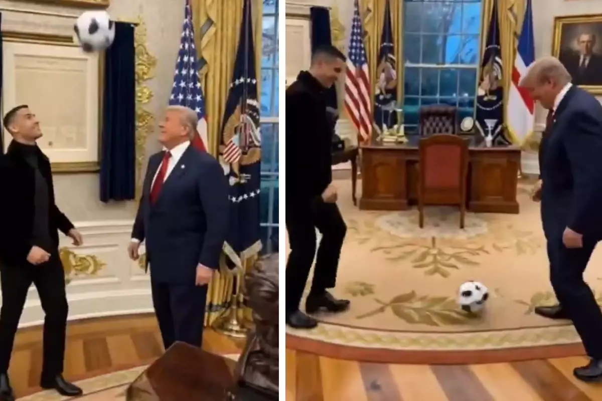 Trump ve Ronaldo, Oval Ofiste maç yaptı