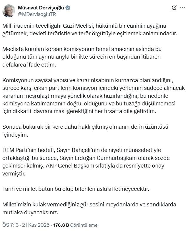 Dervişoğlu's strong reaction to the Commission's 'İmralı' decision