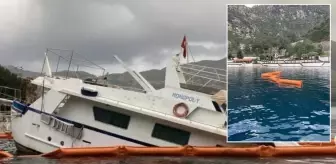 Gözde ilçemizde panik yaratan olay! Batan tekneden yakıt sızdı