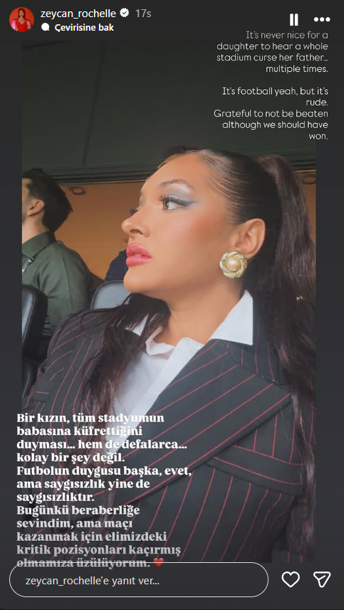 She wrote in both Turkish and English! Zeycan Yıldırım's reaction to Beşiktaş fans