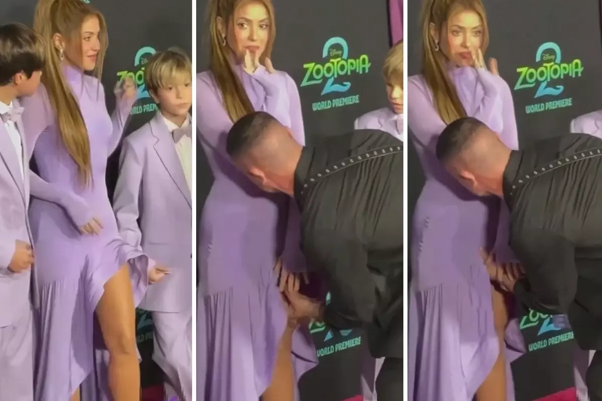 Shakira'ya kırmızı halıda şok! Bir anda gelip eteğine yapıştı