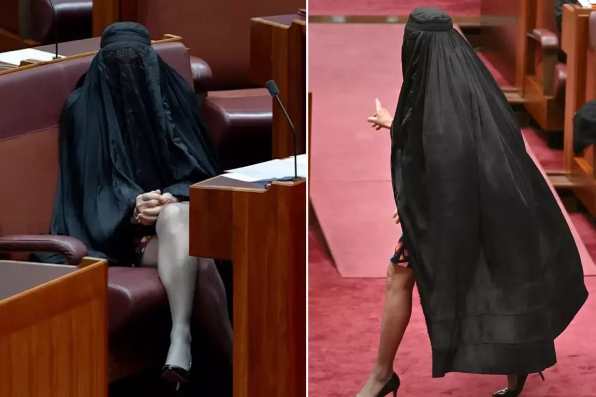 Avustralyalı senatörden provokatif eylem! Kara çarşafla Meclis'e geldi