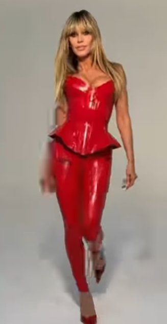 Supermodel Heidi Klum dazzled in front of the camera with her daring latex outfit