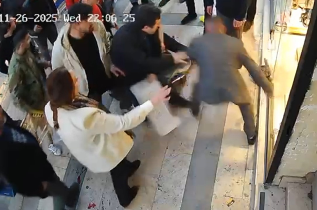 The woman who was stabbed was rescued by shopkeepers with fruit crates