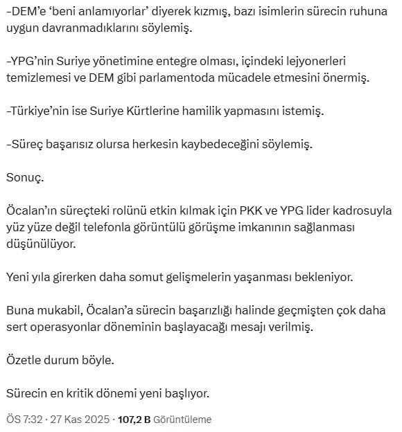 Striking claim from AK Party member Tayyar: Öcalan got angry at DEM saying 'They don’t understand me'