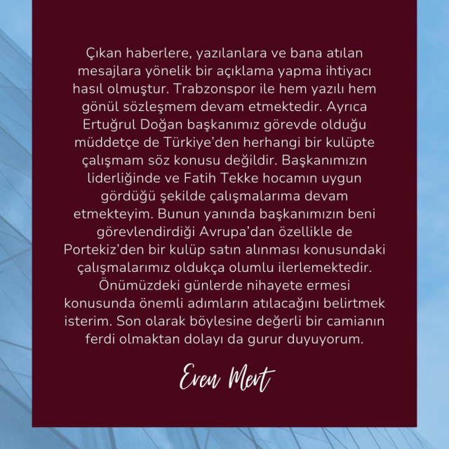Eren Mert's response to the claims of 'going to Galatasaray'