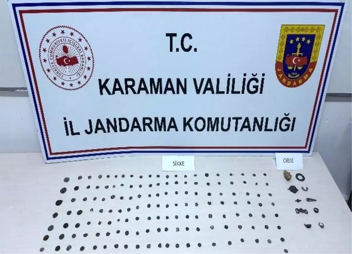 Karaman'da Jandarma Uygulamalarında 148 Tarihi Sikke ve Uyuşturucu Ele Geçirildi