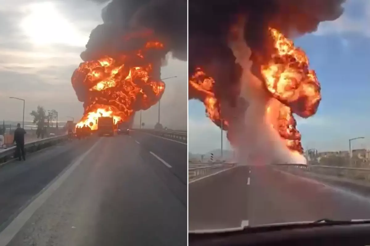26 bin litre yakıt taşıyan tanker alev alev yandı! Peş peşe patlamalar yaşandı