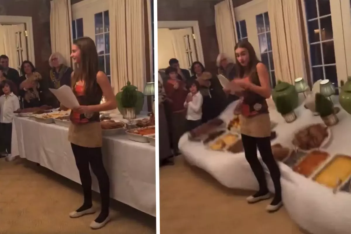 Şükran günü şoku: Ağırlığa dayanamayan masa devrildi