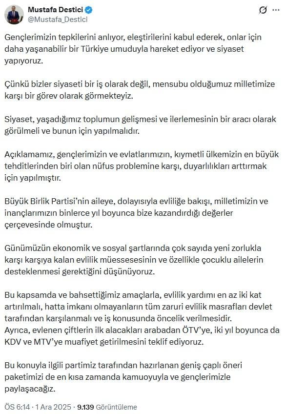 'You will not hire those who are not married,' says Destici in a new statement