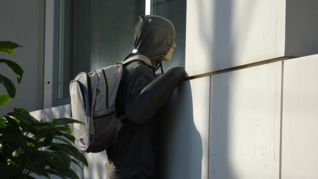 Those who see the lifeless mannequin 'thief' in the window are calling the police and throwing stones