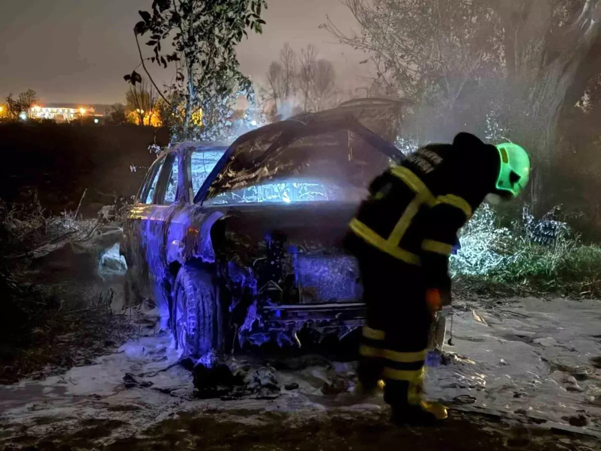 Sakarya'da Tarlada Park Halindeki Otomobil Yandı
