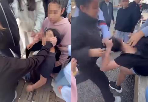 Peers kicked and punched the female student and dragged her by her hair; those moments were captured on camera