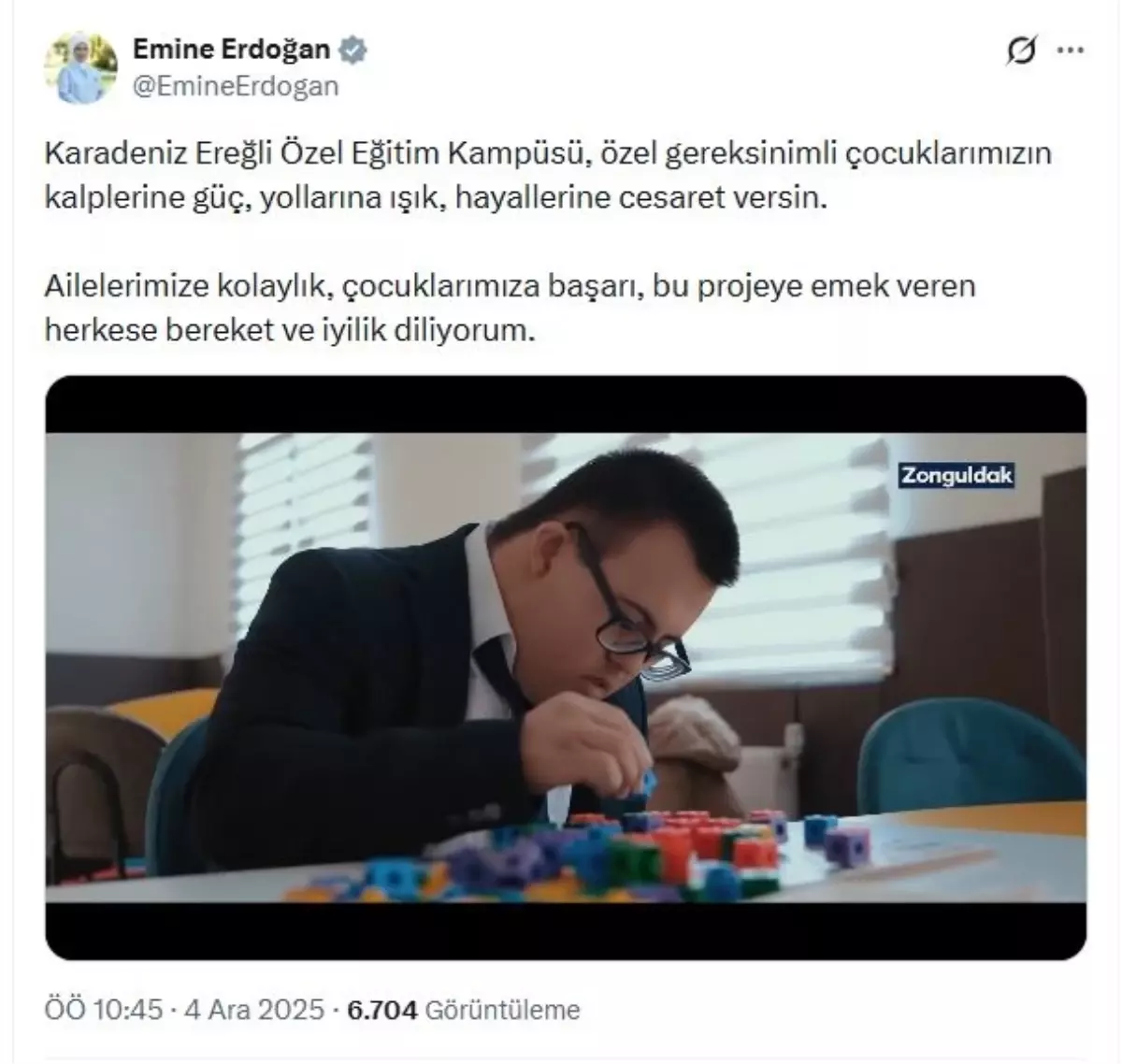 Emine Erdoğan'dan açılan özel eğitim kampüsü ile ilgili paylaşım