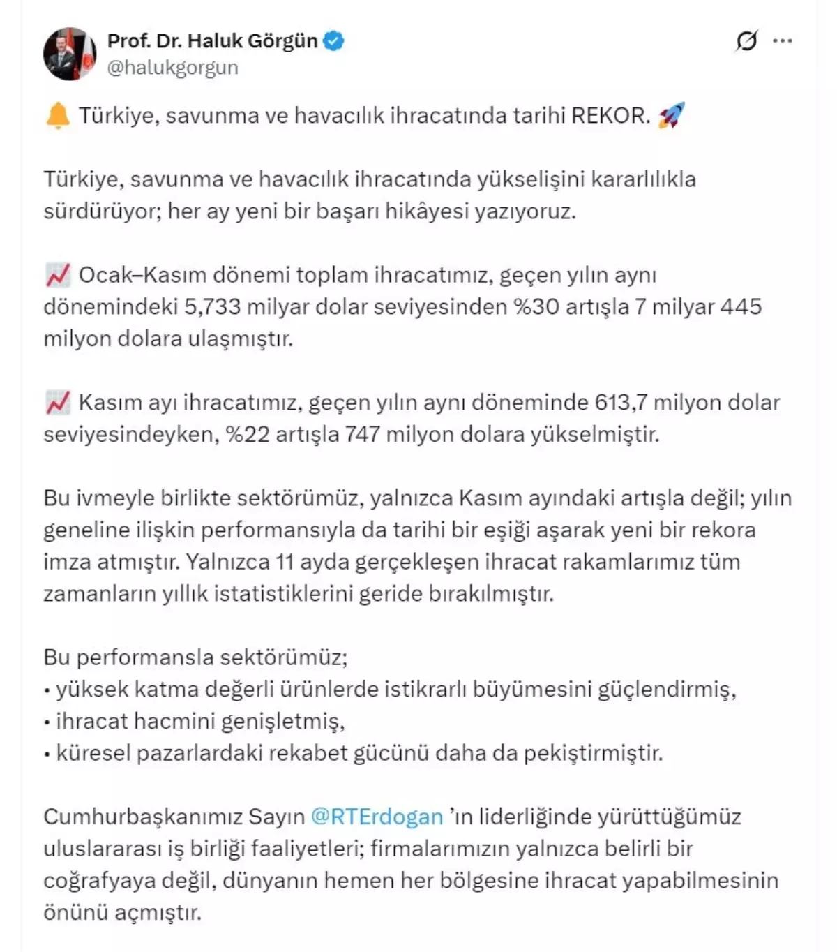 Türkiye'nin Savunma ve Havacılık İhracatında Tarihi Rekor