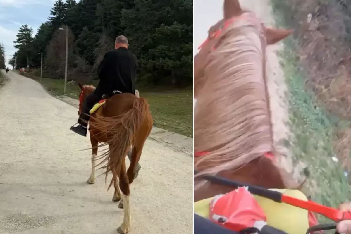 Kaçan at üzerinde 300 metrelik dehşet!