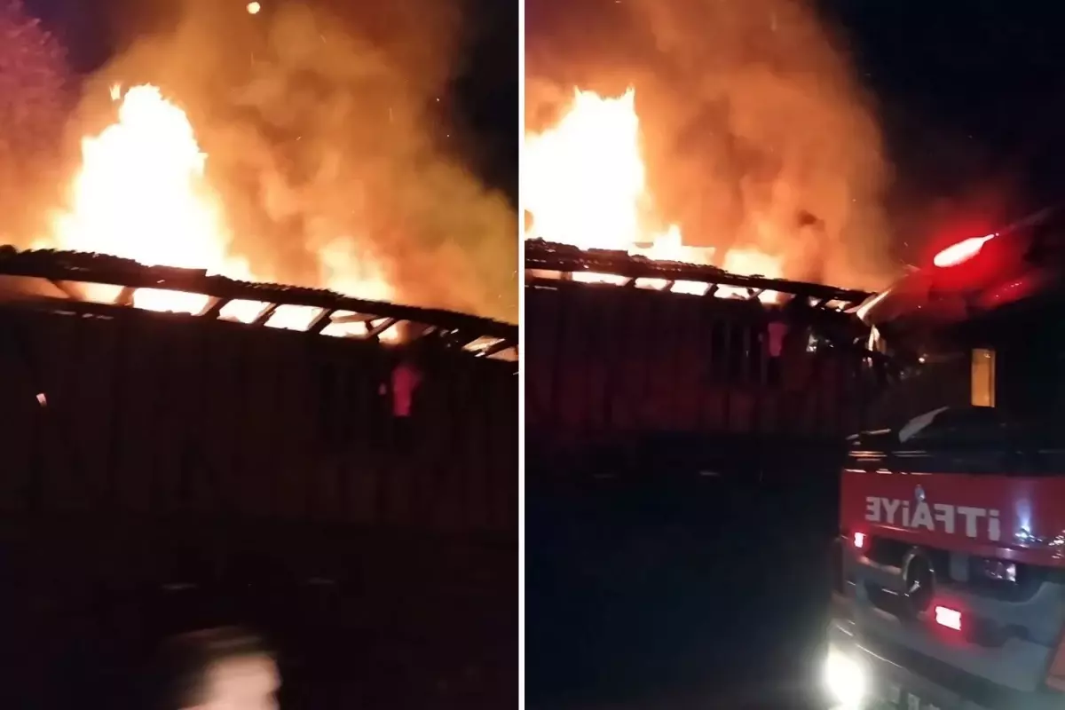 Kastamonu'da ahşap ev alev alev yandı