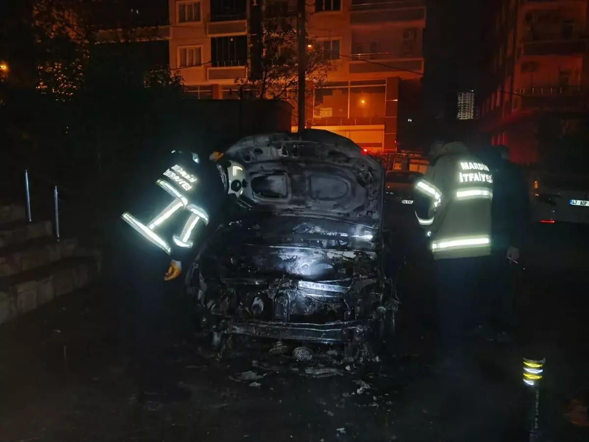 Mardin'de park halindeki otomobilde çıkan yangın söndürüldü