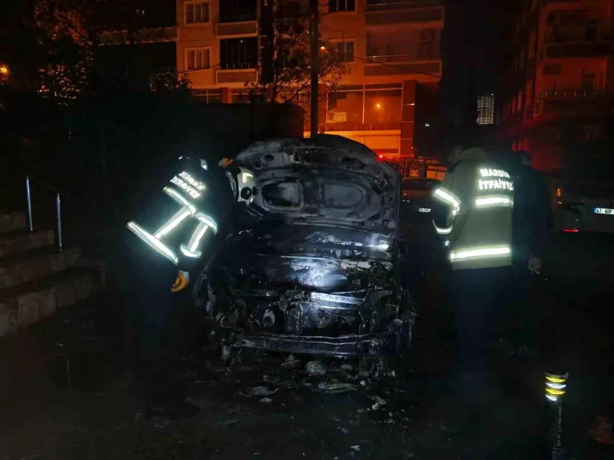 Mardin'de park halindeki otomobilde çıkan yangın söndürüldü
